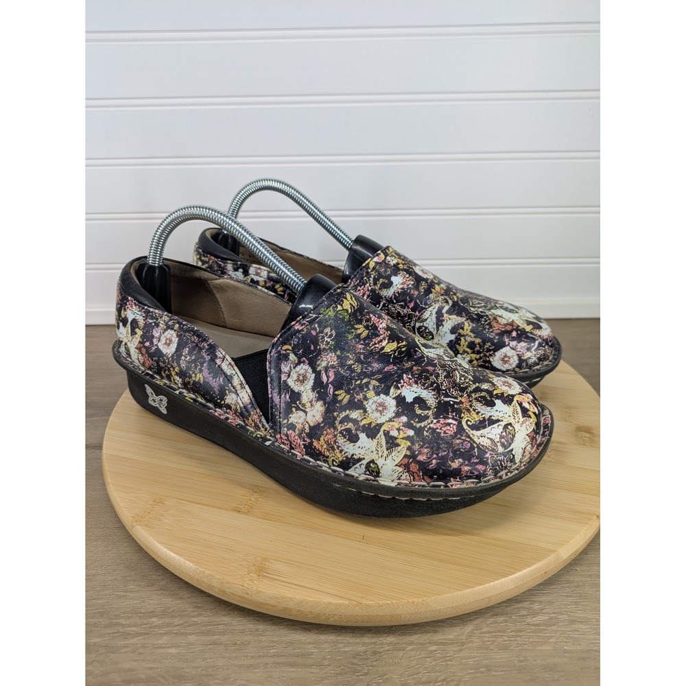 Alegria Debra Slip On Clogs Leather Shoes Women Floral Comfort Size 41 Deb-775‎